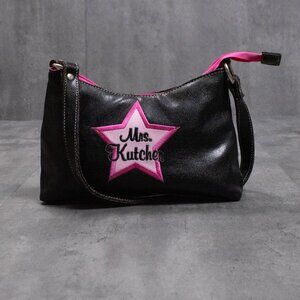 Vintage VTG Y2K 200's 00's Mrs Kutcher Black Faux Leather Clutch Shoulder Bag